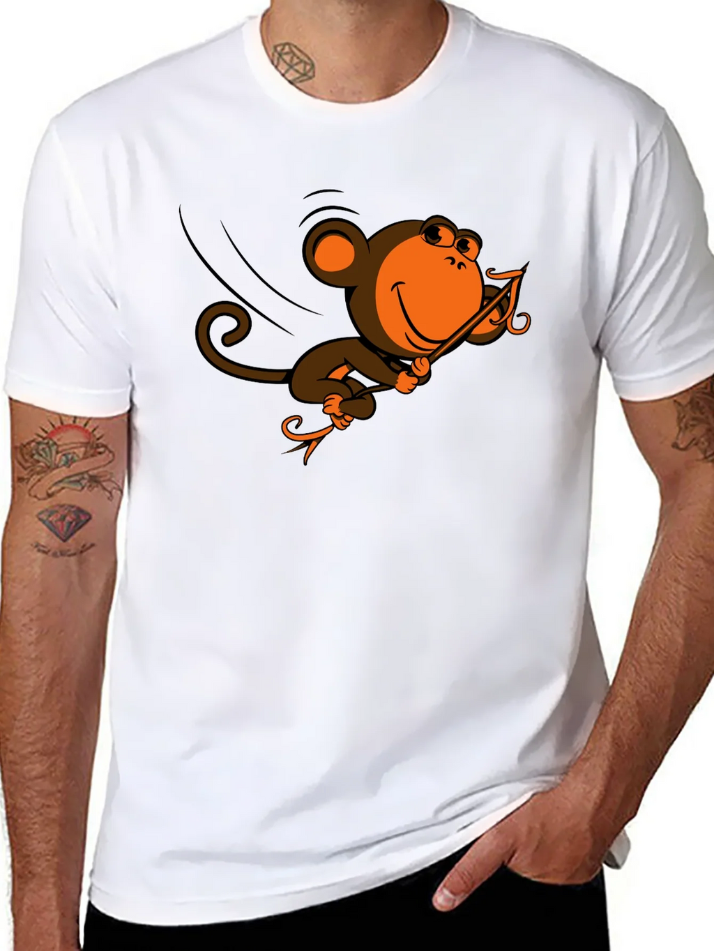 Monkey Swinging T-Shirt - Fun Cartoon Design product image 7