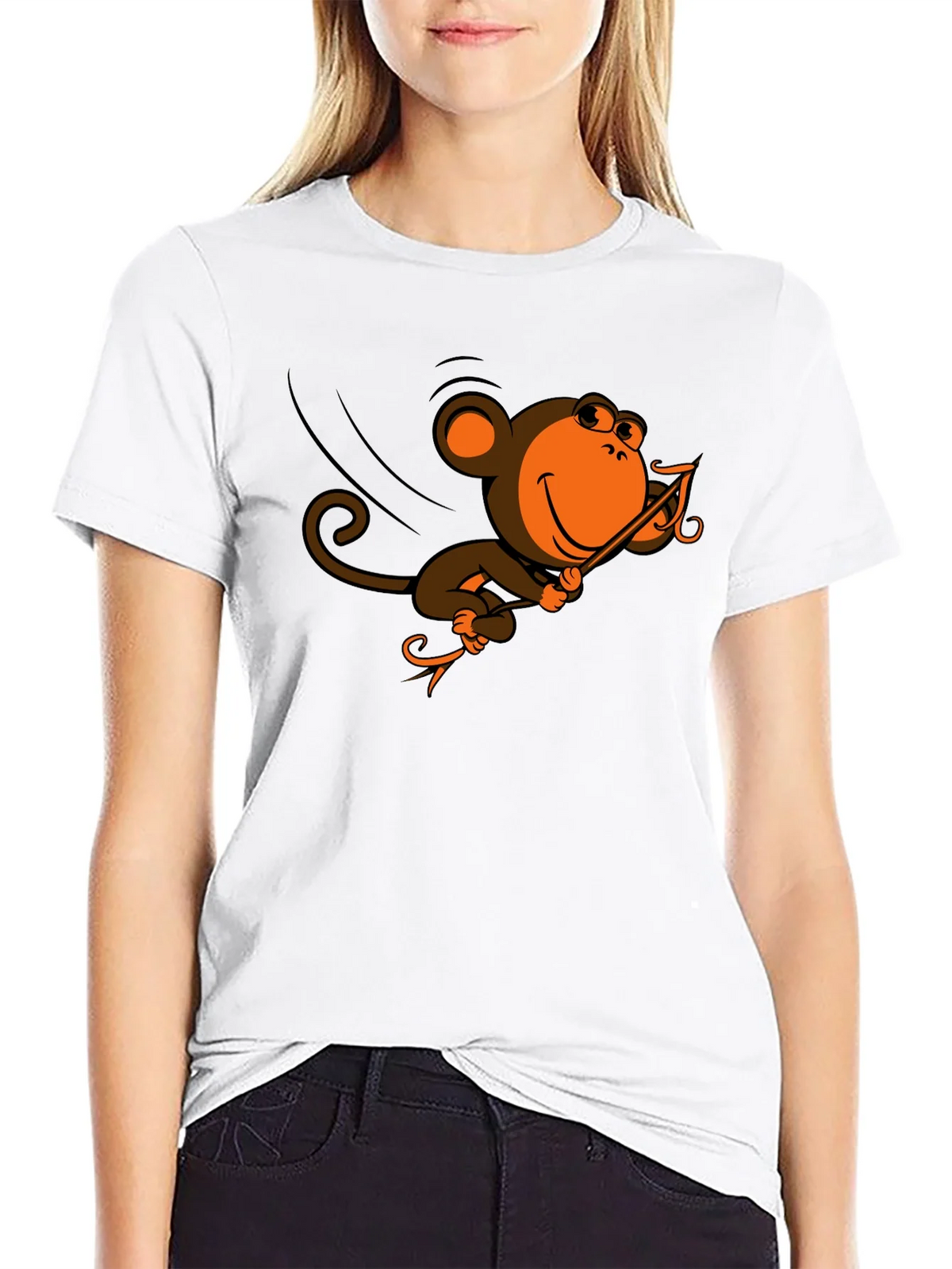 Monkey Swinging T-Shirt - Fun Cartoon Design product image 8