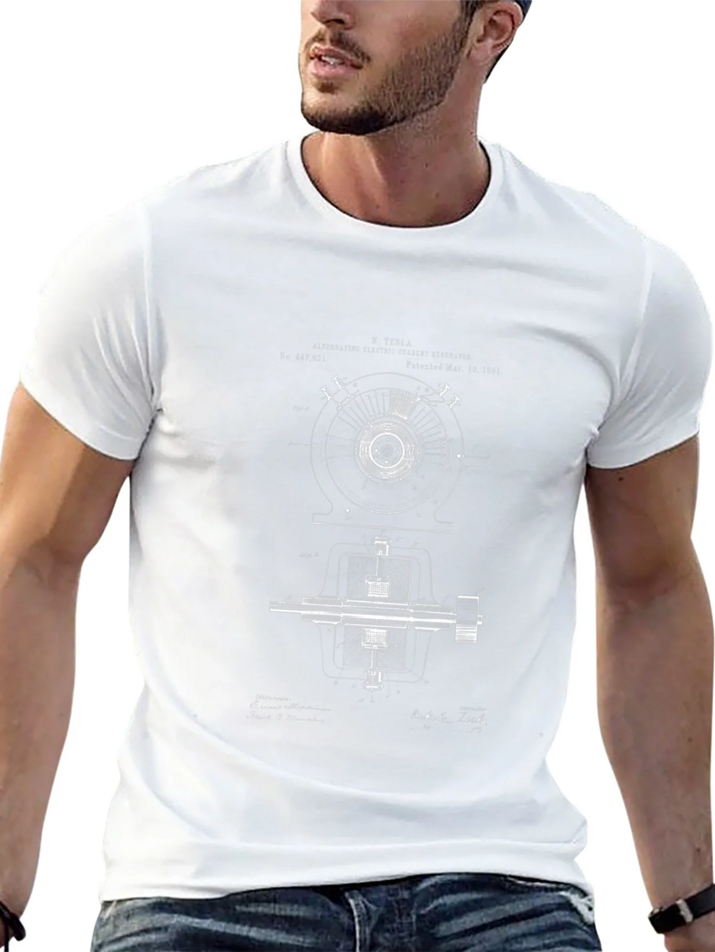 Tesla Blueprint Graphic T-Shirt - Black product image 12