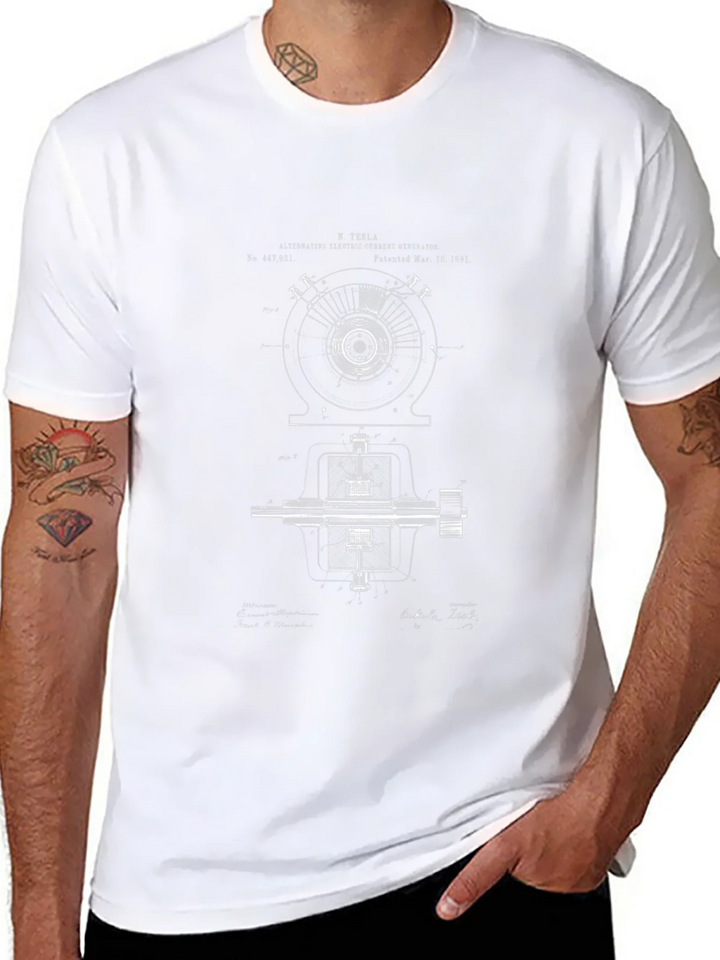 Tesla Blueprint Graphic T-Shirt - Black product image 7