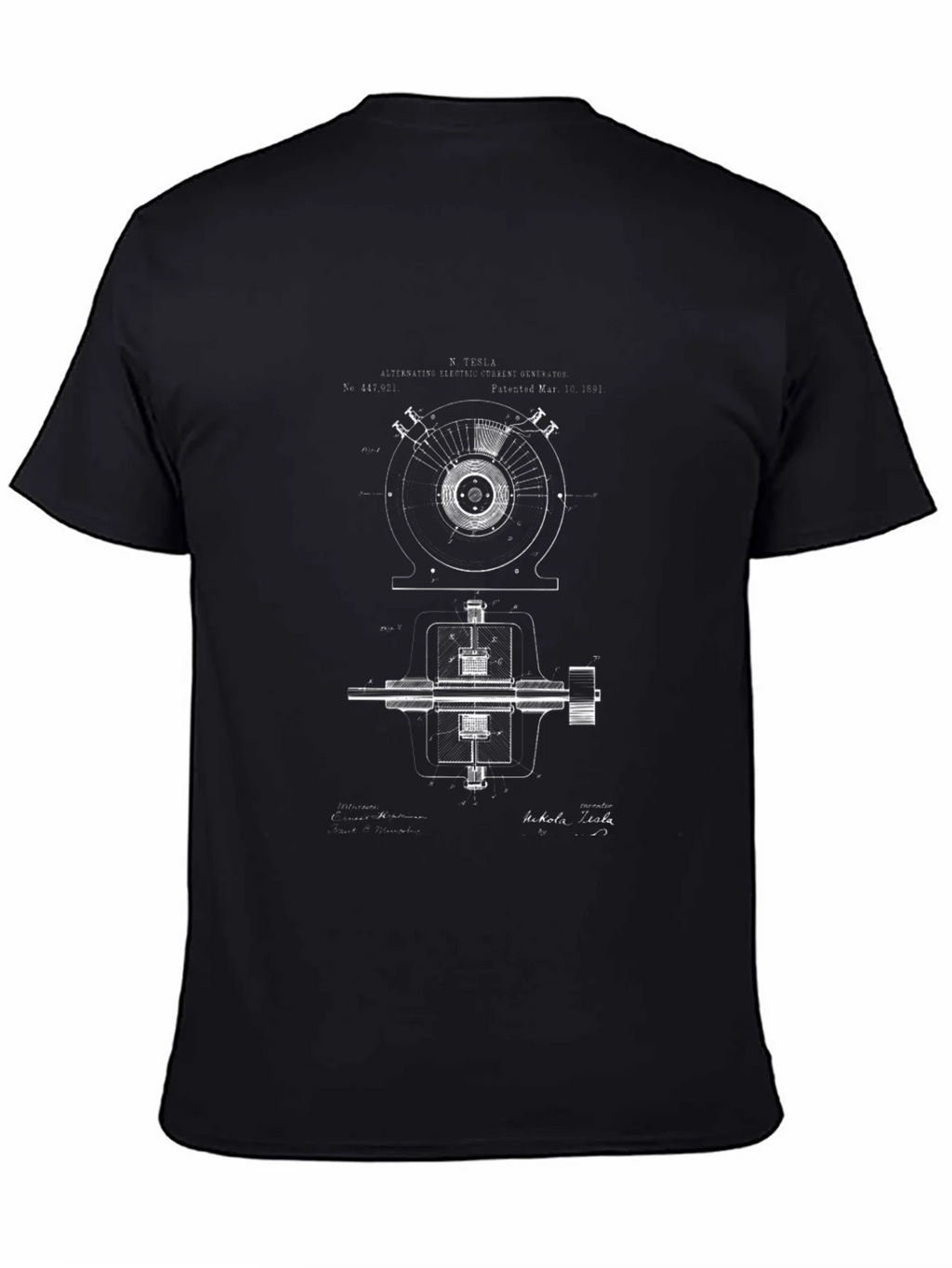 Tesla Blueprint Graphic T-Shirt - Black product image 4