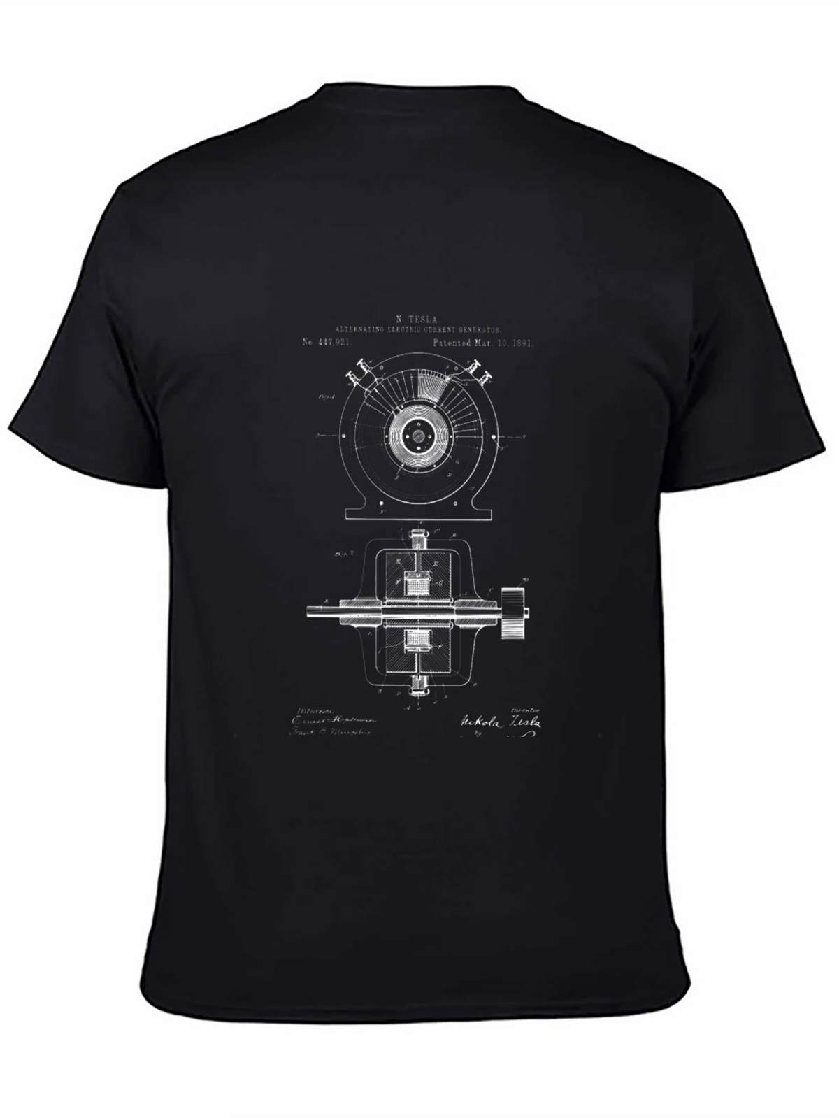 Tesla Blueprint Graphic T-Shirt - Black product image 4
