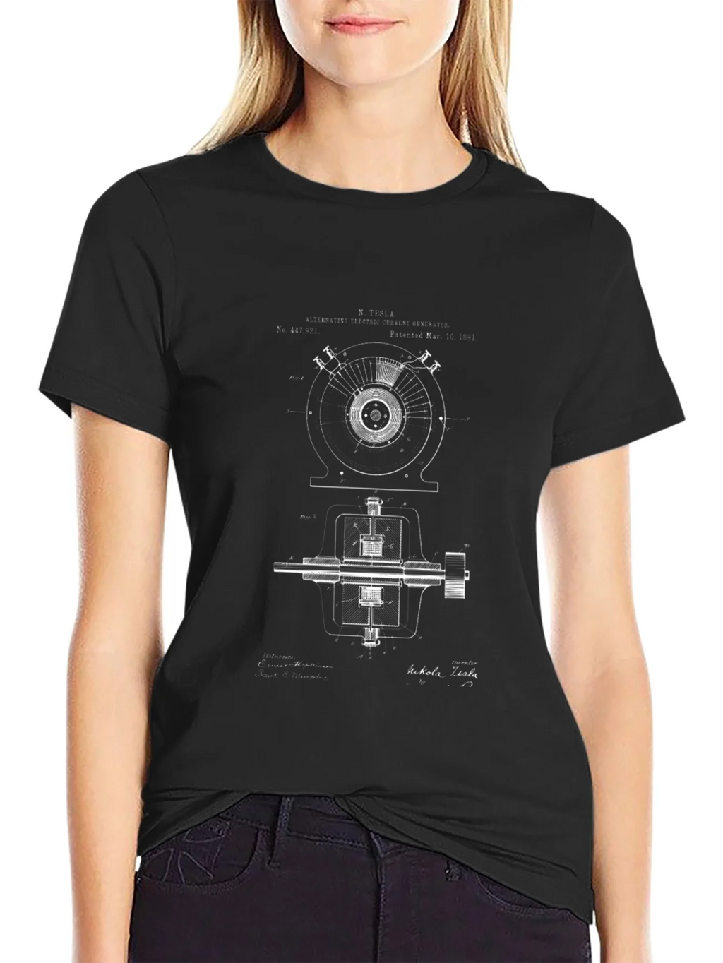 Tesla Blueprint Graphic T-Shirt - Black product image 2