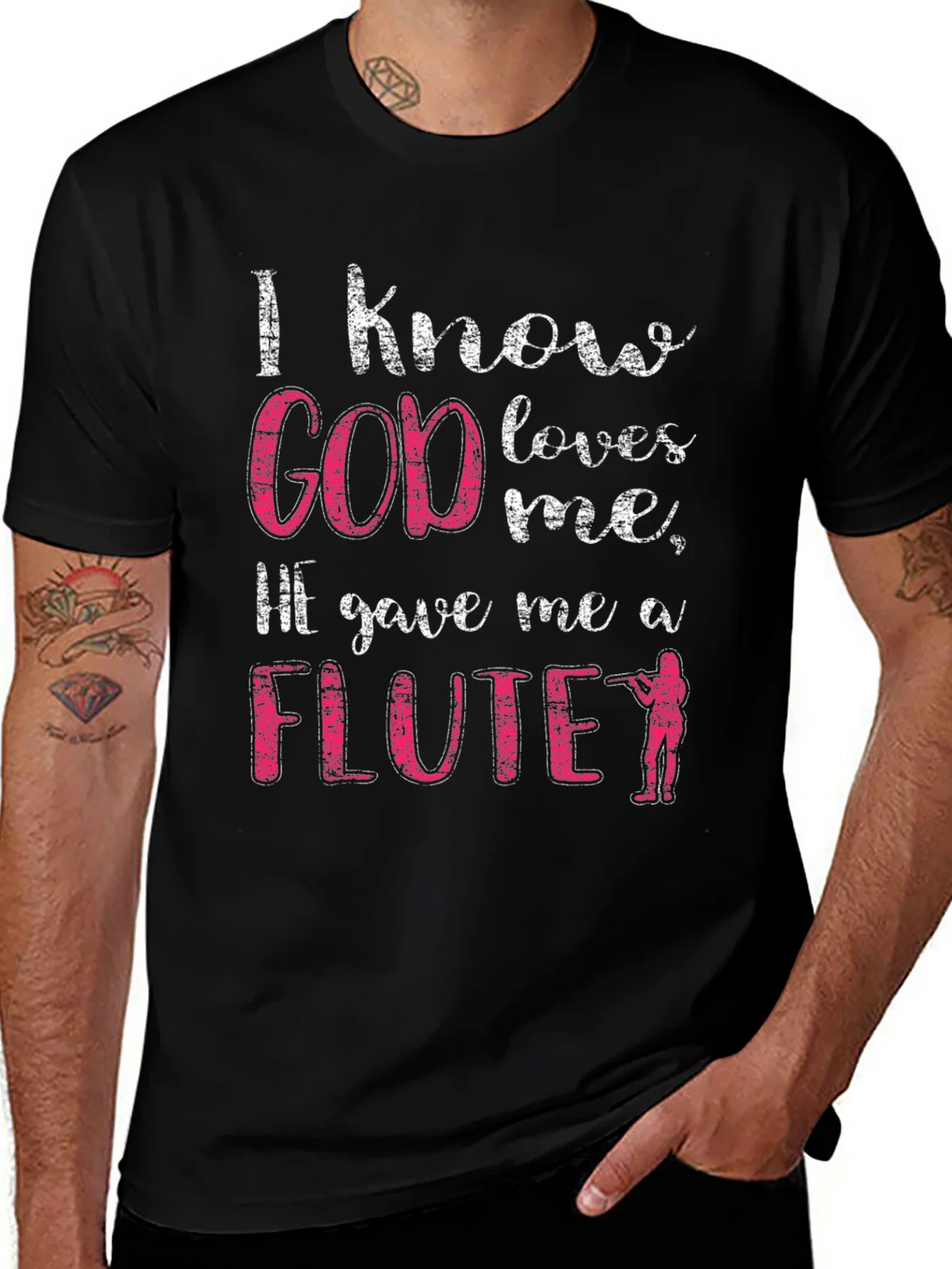 I Know God Loves Me Flute T-Shirt product image 1