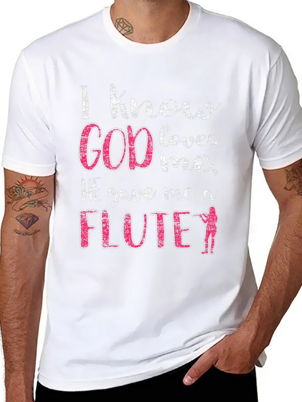 I Know God Loves Me Flute T-Shirt product image 7