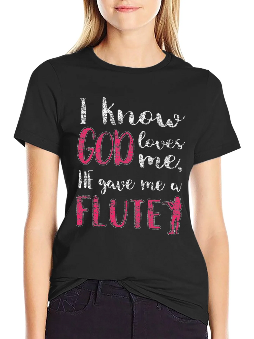 I Know God Loves Me Flute T-Shirt product image 2