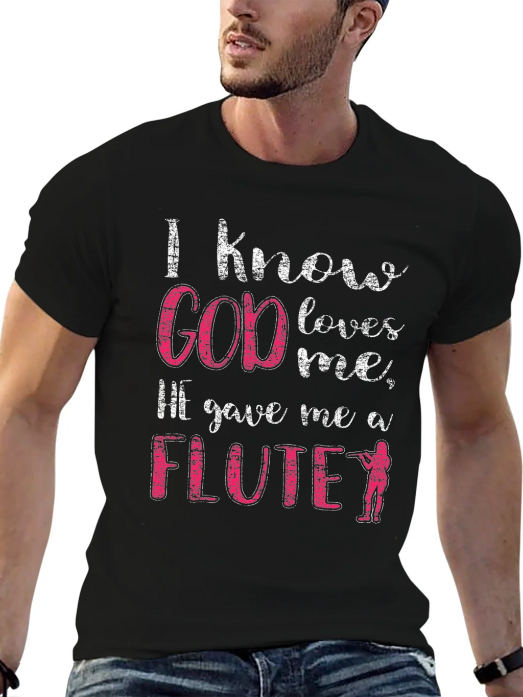 I Know God Loves Me Flute T-Shirt product image 6