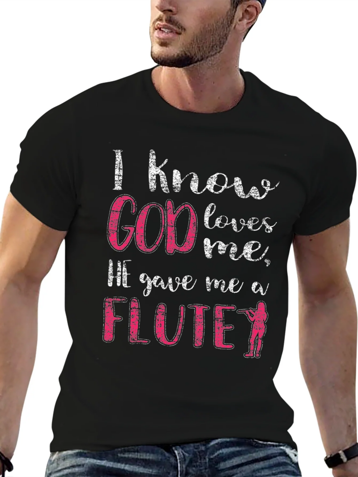 I Know God Loves Me Flute T-Shirt product image 6