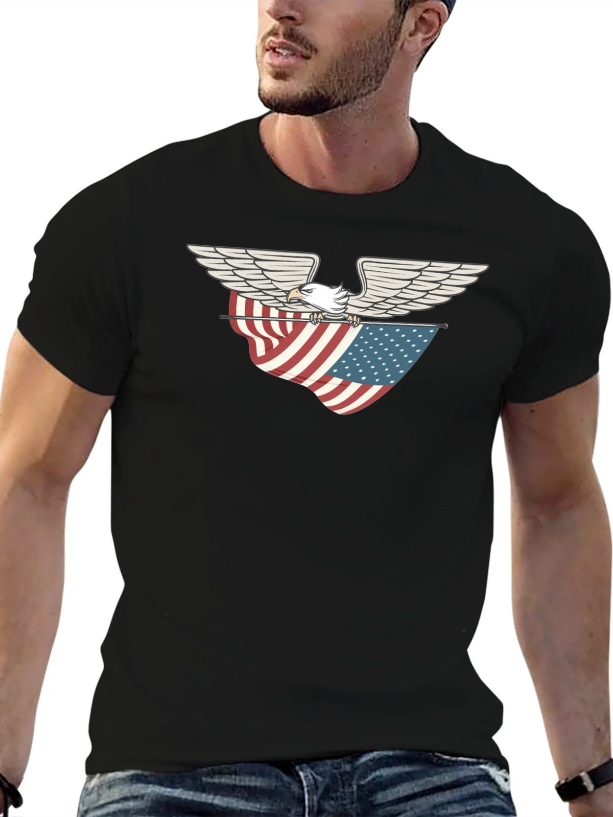 Eagle & American Flag Graphic T-Shirt product image 6