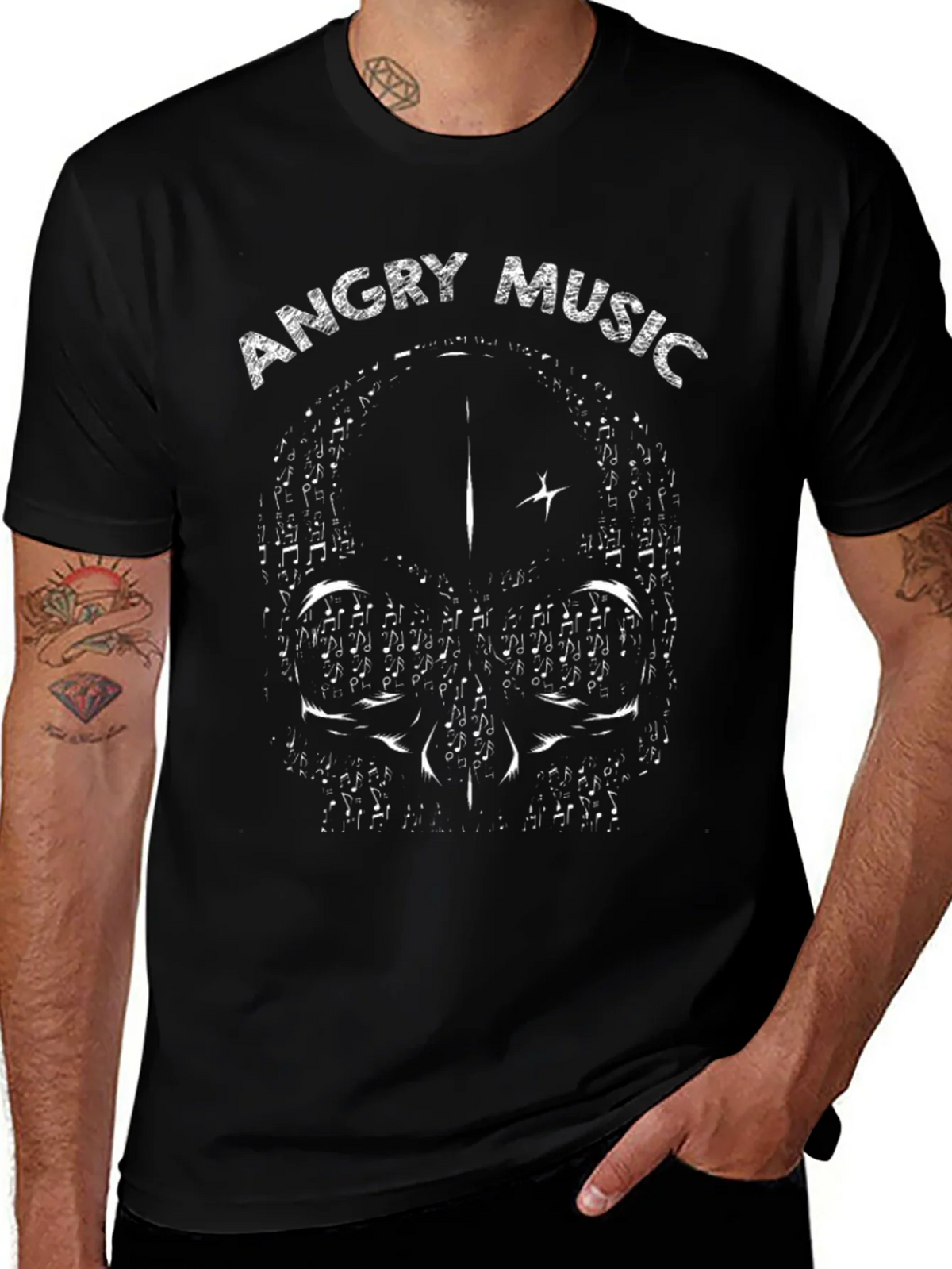 Angry Music Skull Graphic T-Shirt product image 1