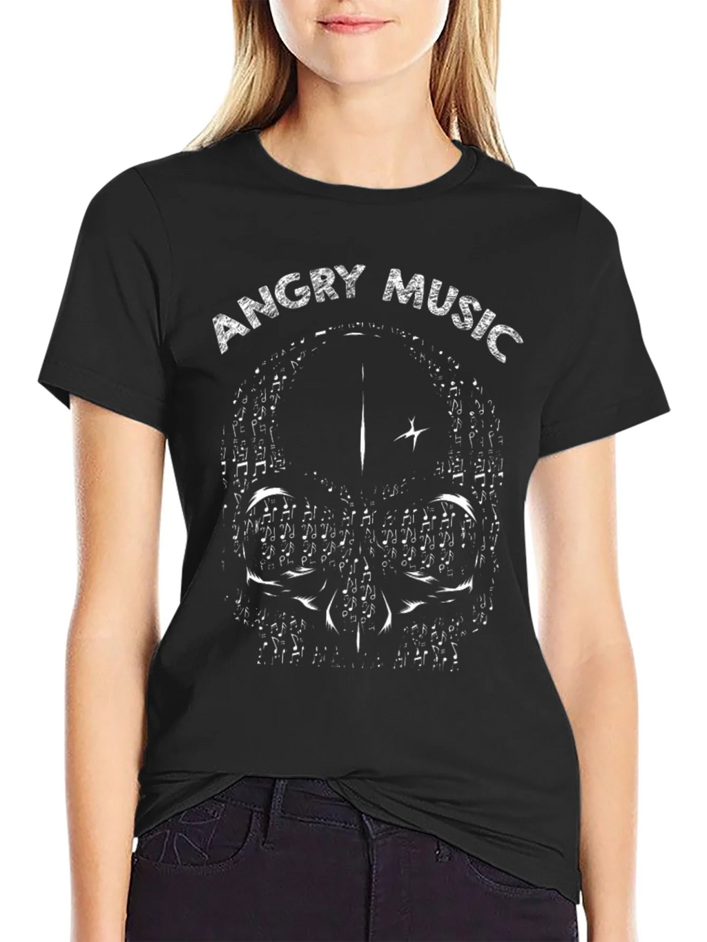 Angry Music Skull Graphic T-Shirt product image 2