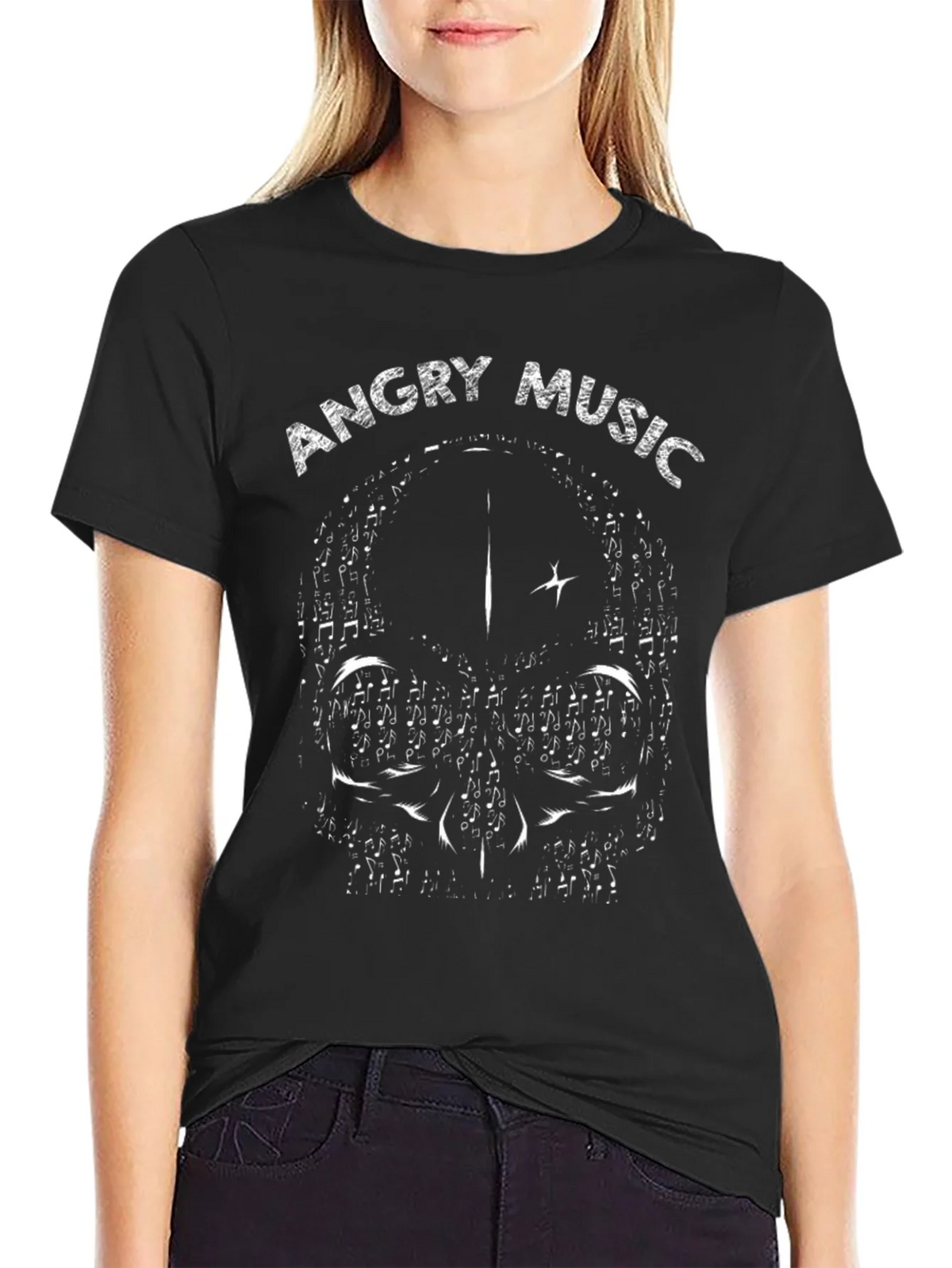 Angry Music Skull Graphic T-Shirt product image 2