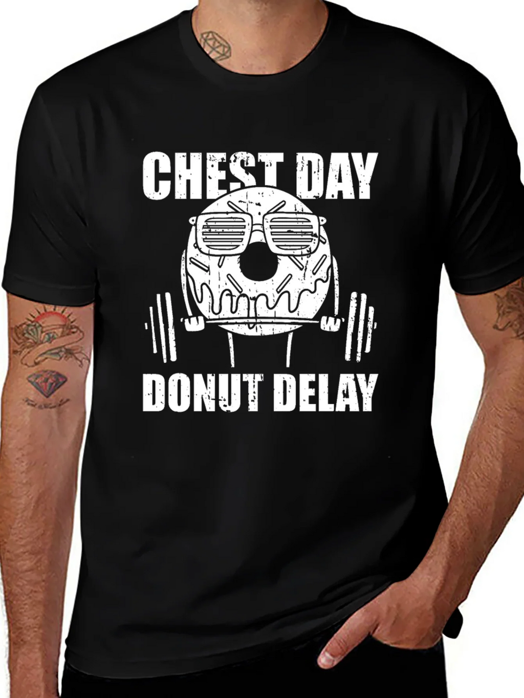 Chest Day Donut Delay Graphic T-Shirt product image 1