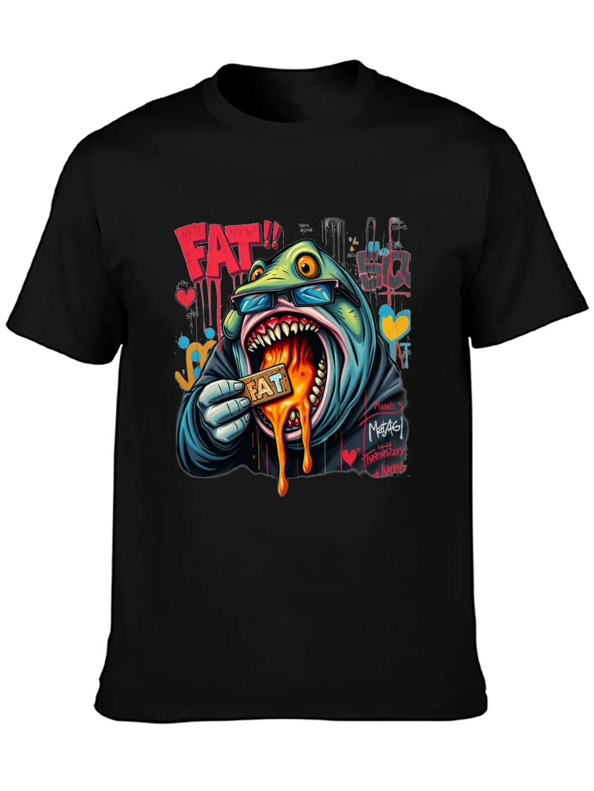 Cartoon FAT Graphic Print Crew Neck T-Shirt product image 3
