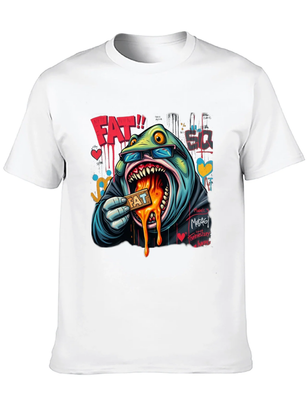 Cartoon FAT Graphic Print Crew Neck T-Shirt product image 9