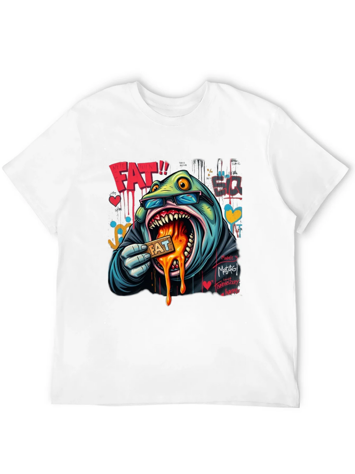 Cartoon FAT Graphic Print Crew Neck T-Shirt product image 11