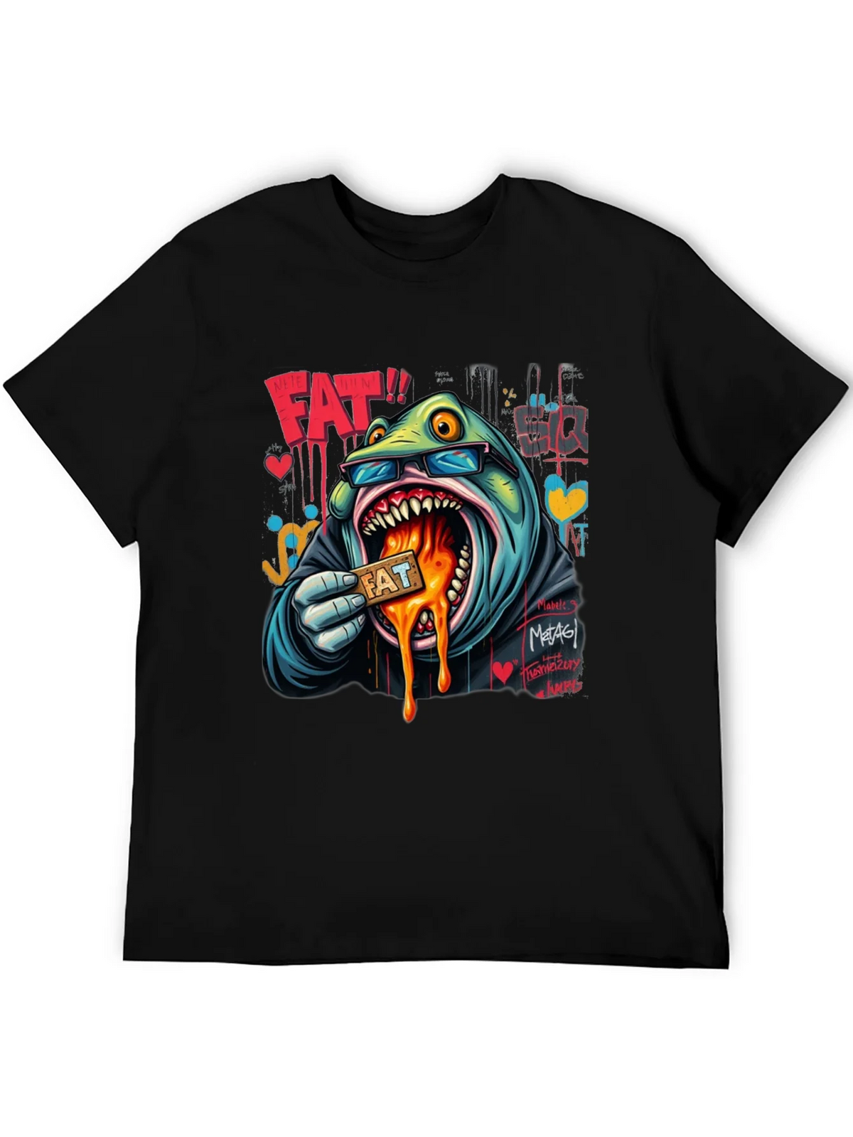 Cartoon FAT Graphic Print Crew Neck T-Shirt product image 5