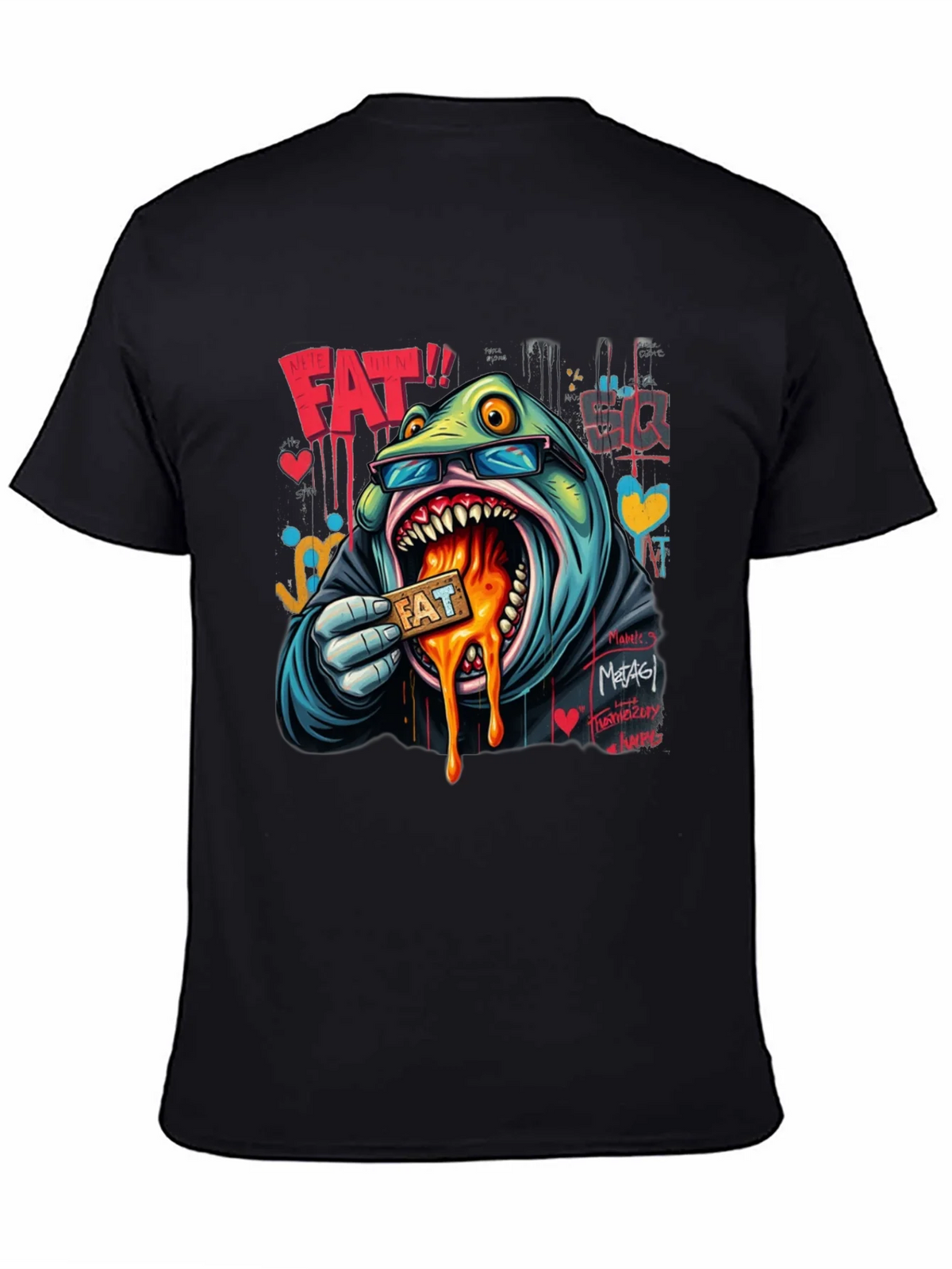 Cartoon FAT Graphic Print Crew Neck T-Shirt product image 4