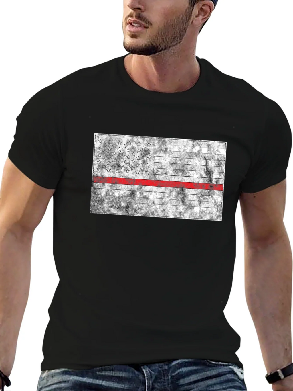 Thin Red Line Flag T-Shirt - Firefighter Support product image 6