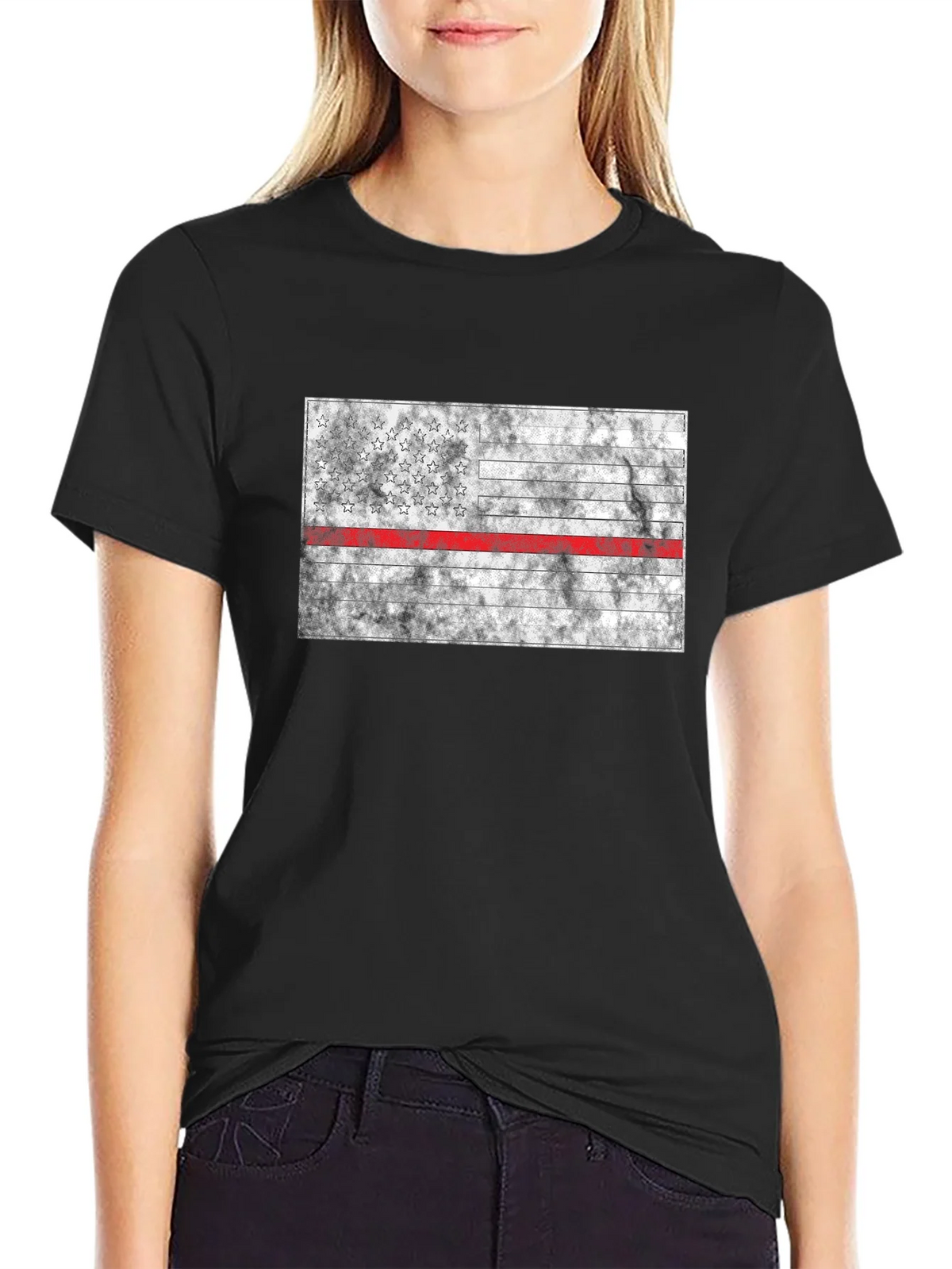 Thin Red Line Flag T-Shirt - Firefighter Support product image 2