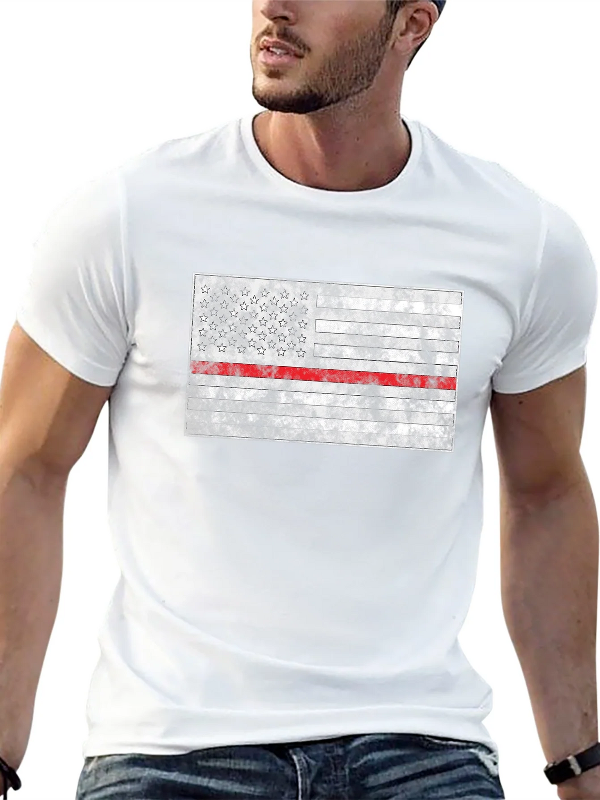 Thin Red Line Flag T-Shirt - Firefighter Support product image 12