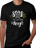 Seas The Day Graphic Tee - Black Cotton T-Shirt product image 1