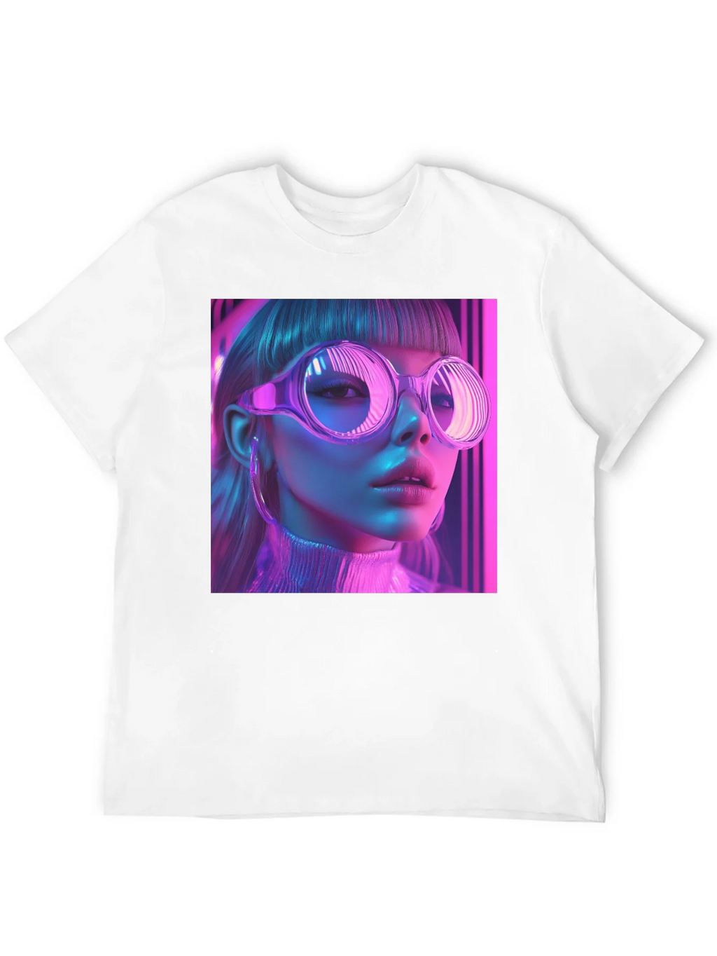 Neon Cyberpunk Girl Graphic Tee - Stylish Black T-Shirt product image 11