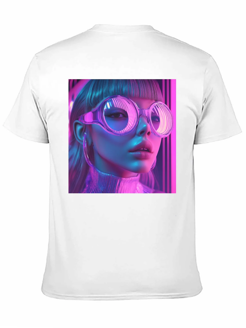 Neon Cyberpunk Girl Graphic Tee - Stylish Black T-Shirt product image 10