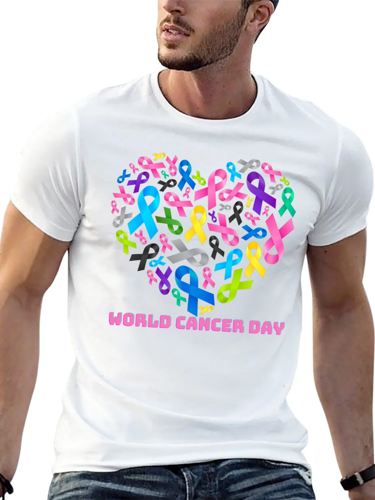 World Cancer Day Ribbon Heart T-Shirt product image 12