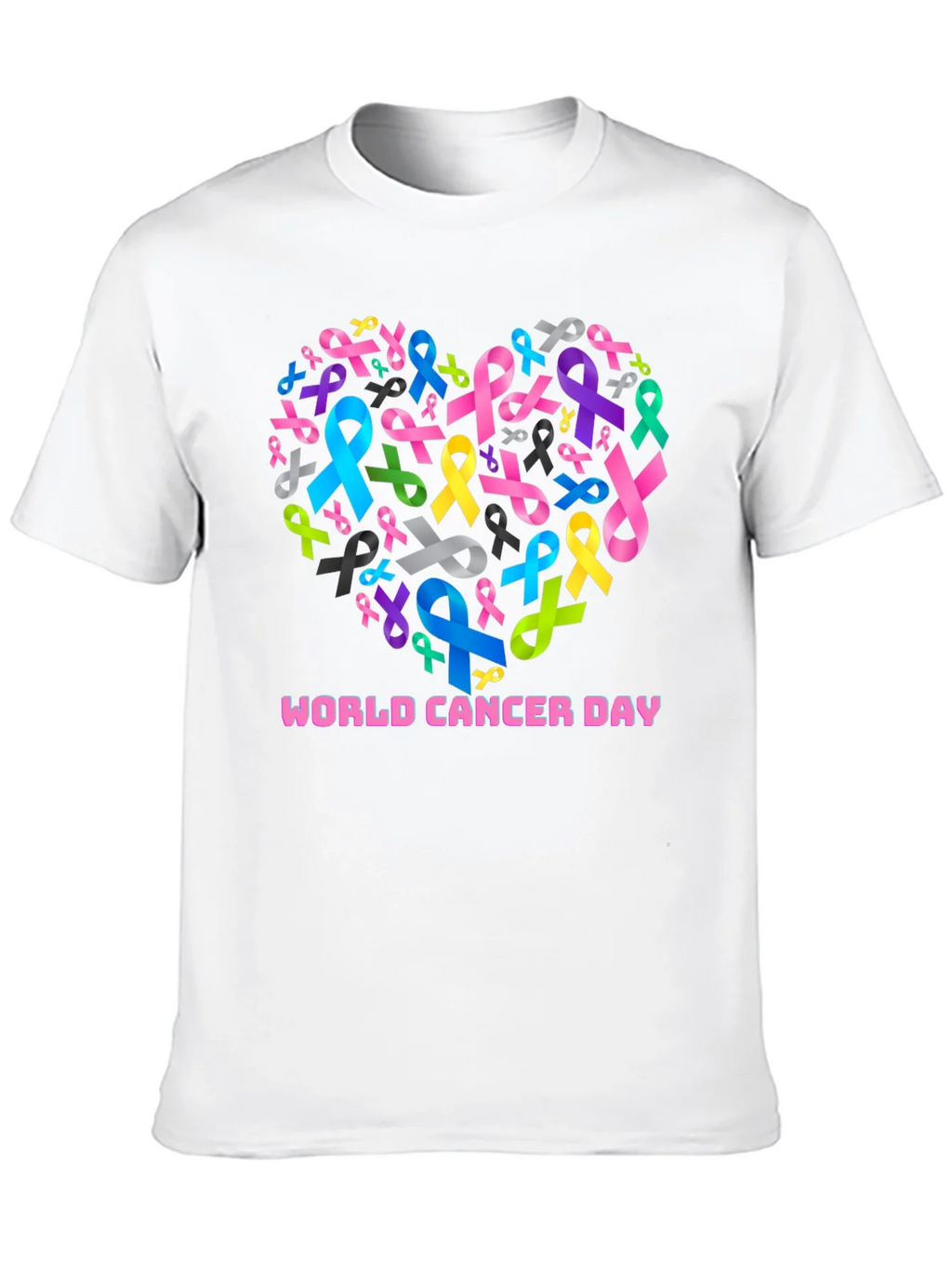 World Cancer Day Ribbon Heart T-Shirt product image 9