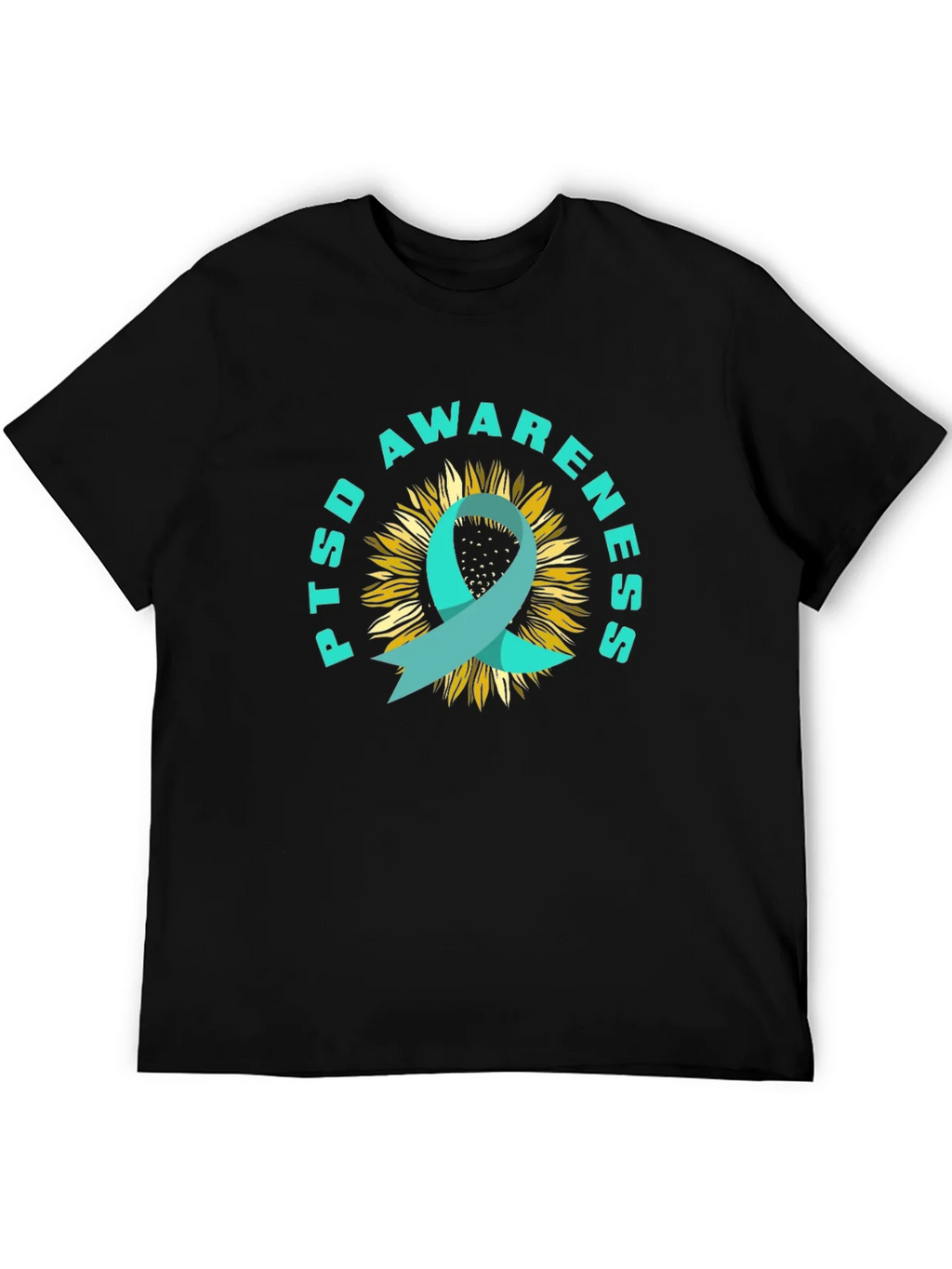 PTSD Awareness Sunflower Ribbon T-Shirt product image 5