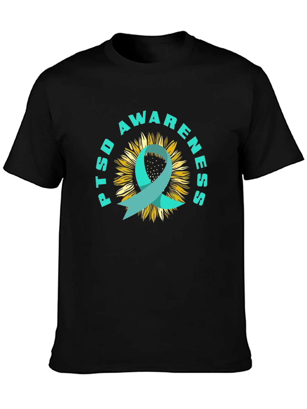 PTSD Awareness Sunflower Ribbon T-Shirt product image 3