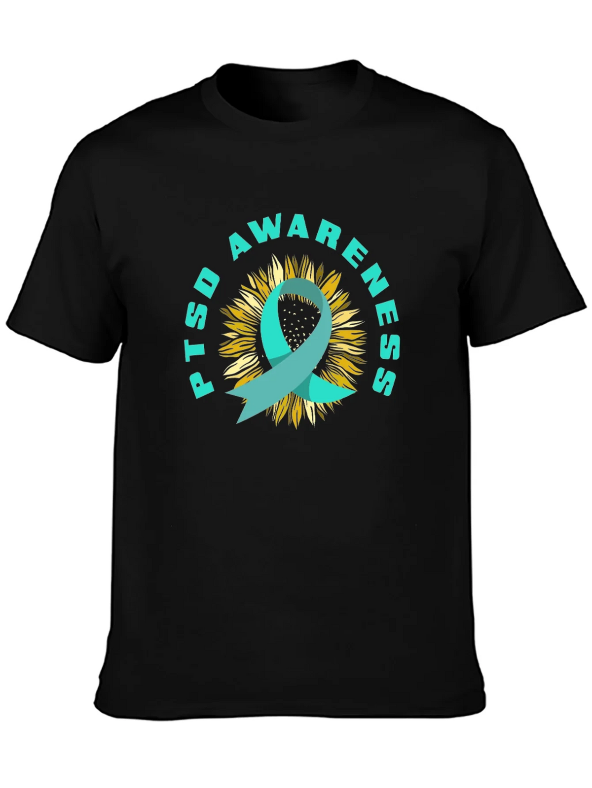 PTSD Awareness Sunflower Ribbon T-Shirt product image 3