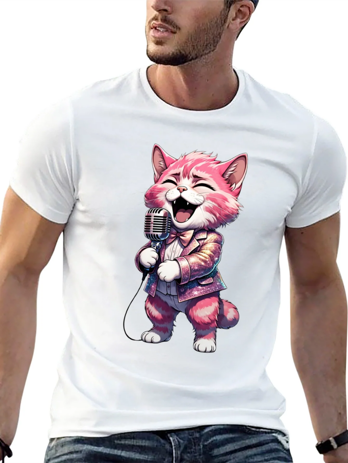 Singing Cat T-Shirt - Black Cotton Blend product image 12