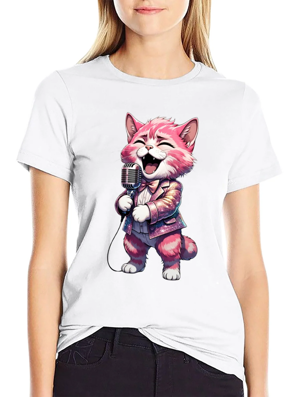 Singing Cat T-Shirt - Black Cotton Blend product image 8