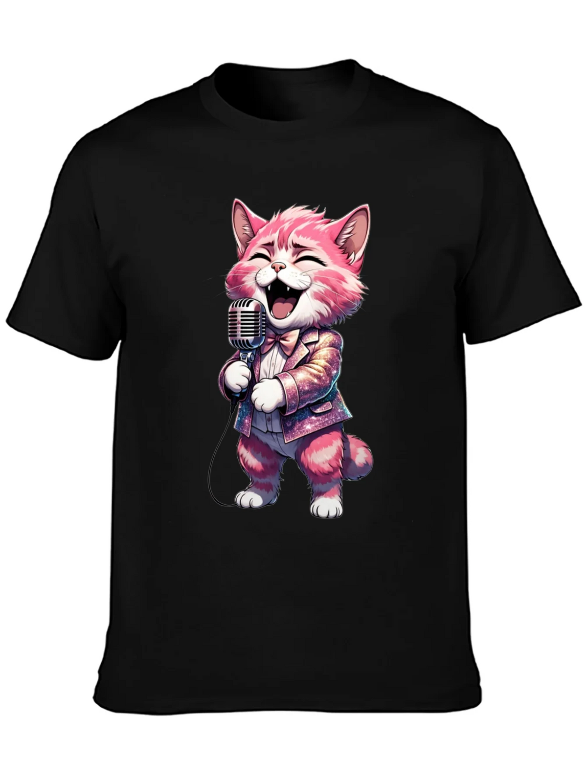 Singing Cat T-Shirt - Black Cotton Blend product image 3