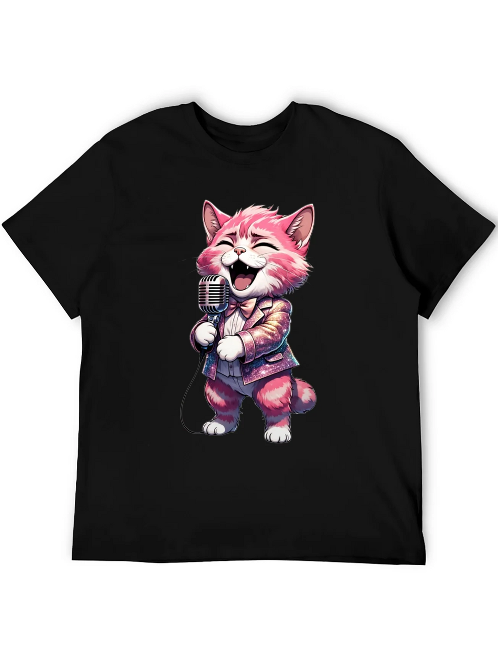 Singing Cat T-Shirt - Black Cotton Blend product image 5