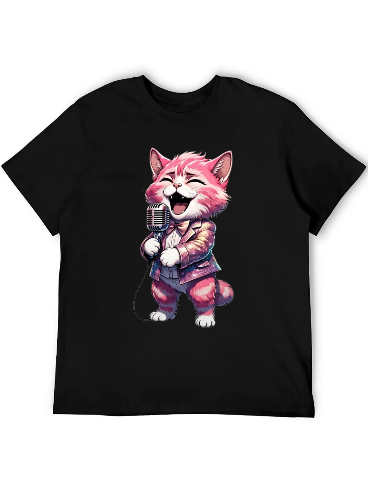 Singing Cat T-Shirt - Black Cotton Blend product image 5
