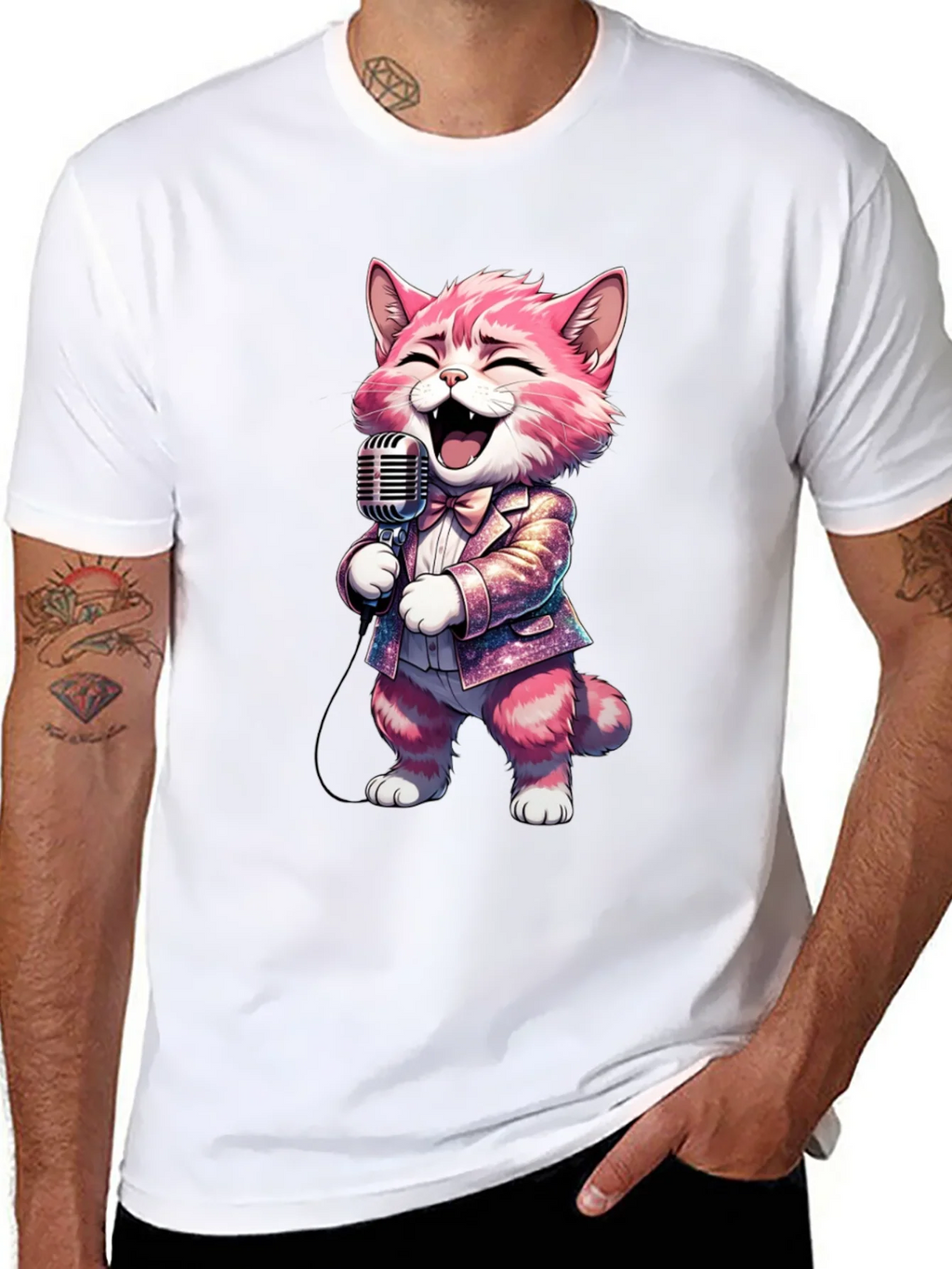 Singing Cat T-Shirt - Black Cotton Blend product image 7