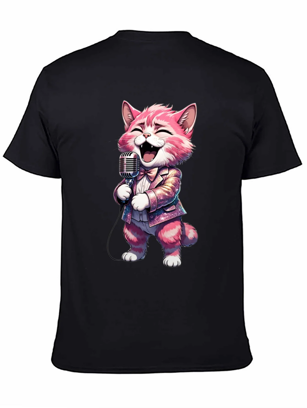 Singing Cat T-Shirt - Black Cotton Blend product image 4