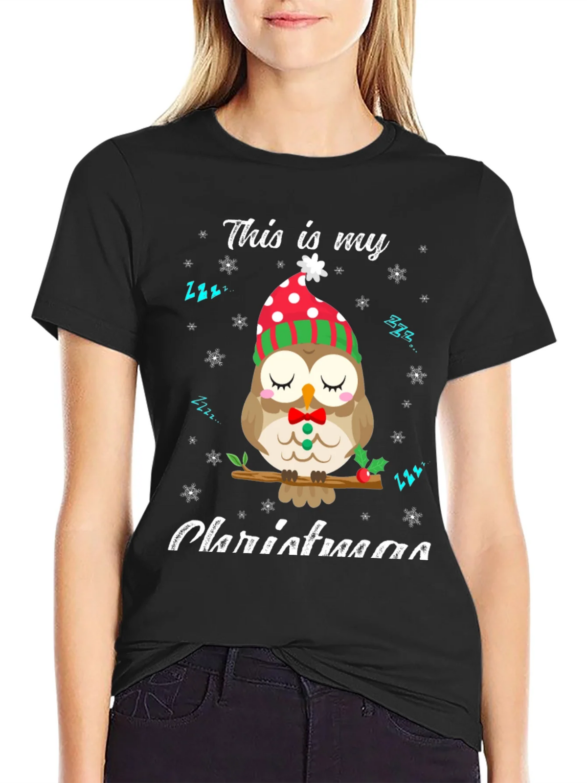 Cute Owl Christmas T-Shirt: Cozy Holiday Style product image 2