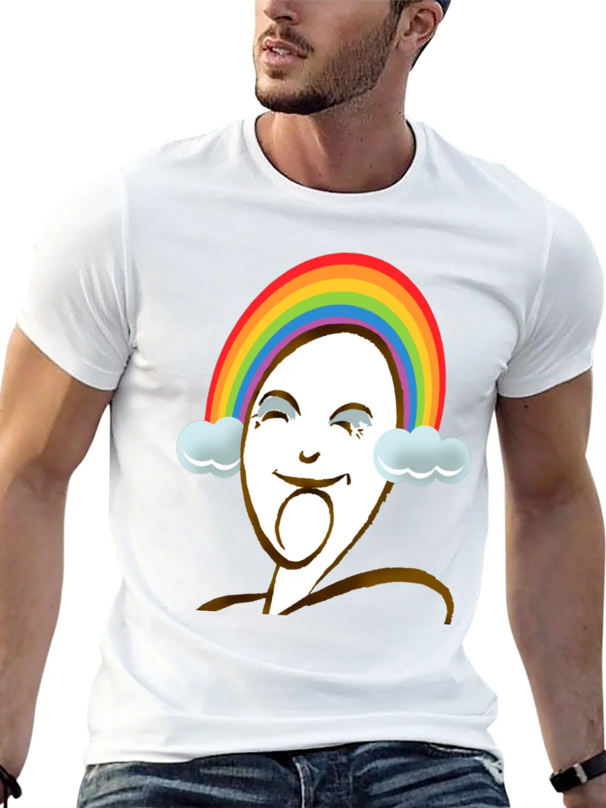 Rainbow Face Graphic Tee - Unique Design product image 12