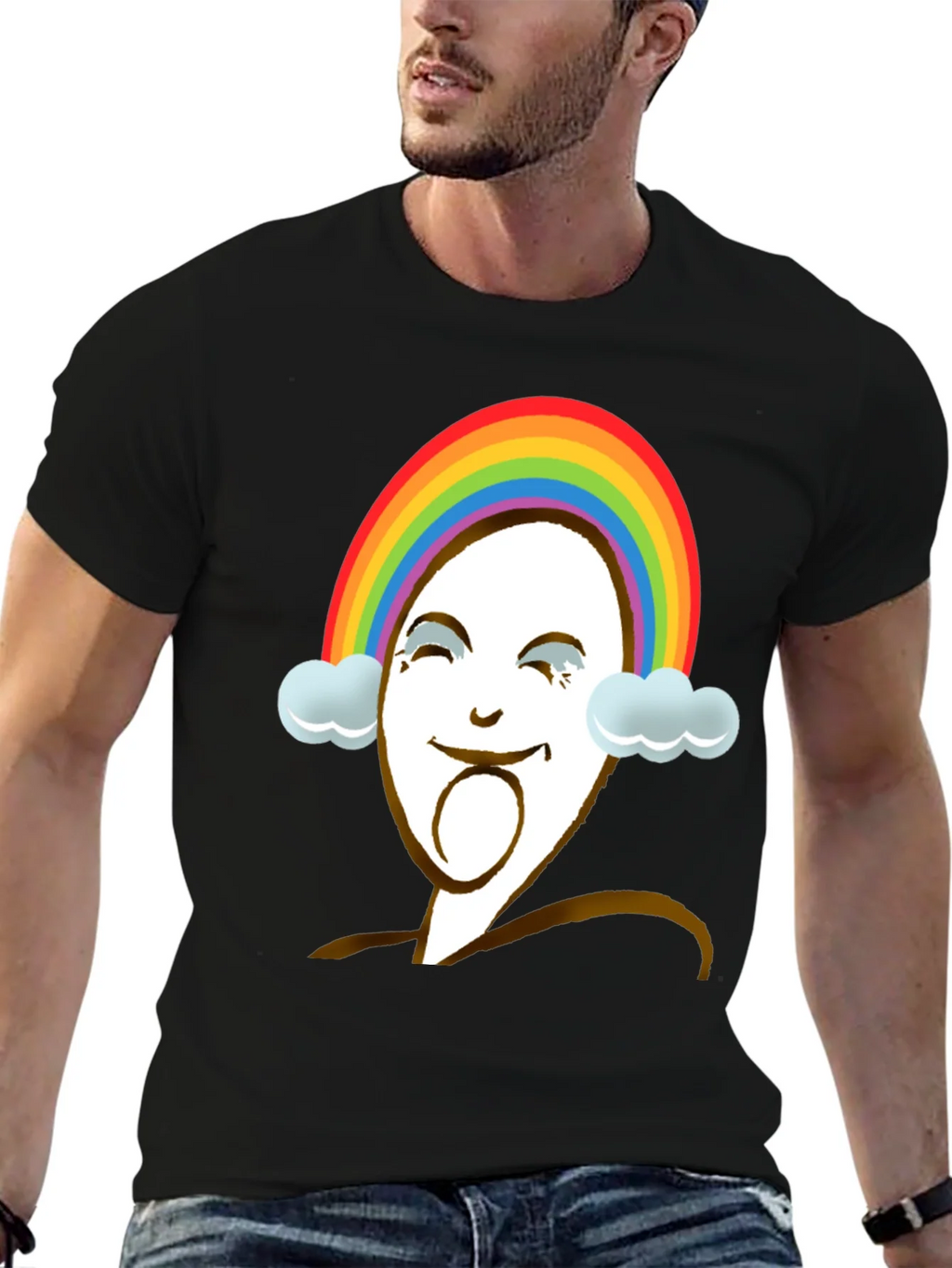Rainbow Face Graphic Tee - Unique Design product image 6
