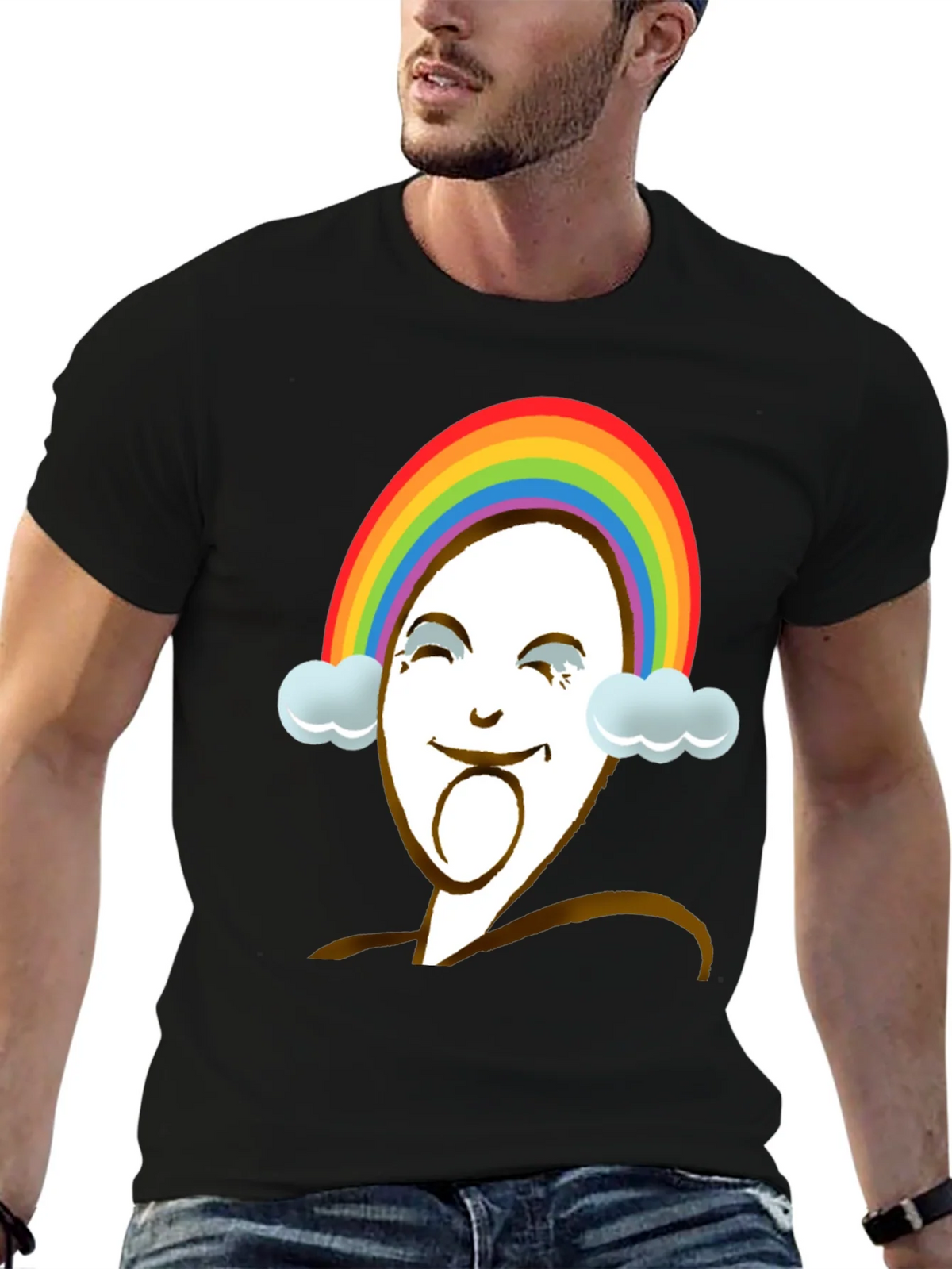 Rainbow Face Graphic Tee - Unique Design product image 6