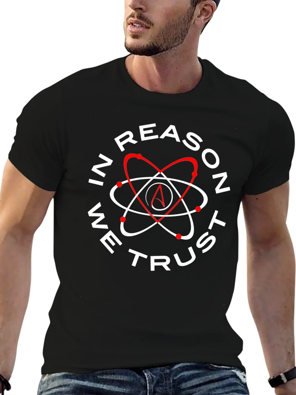 In Reason We Trust Atheist Atom T-Shirt product image 6