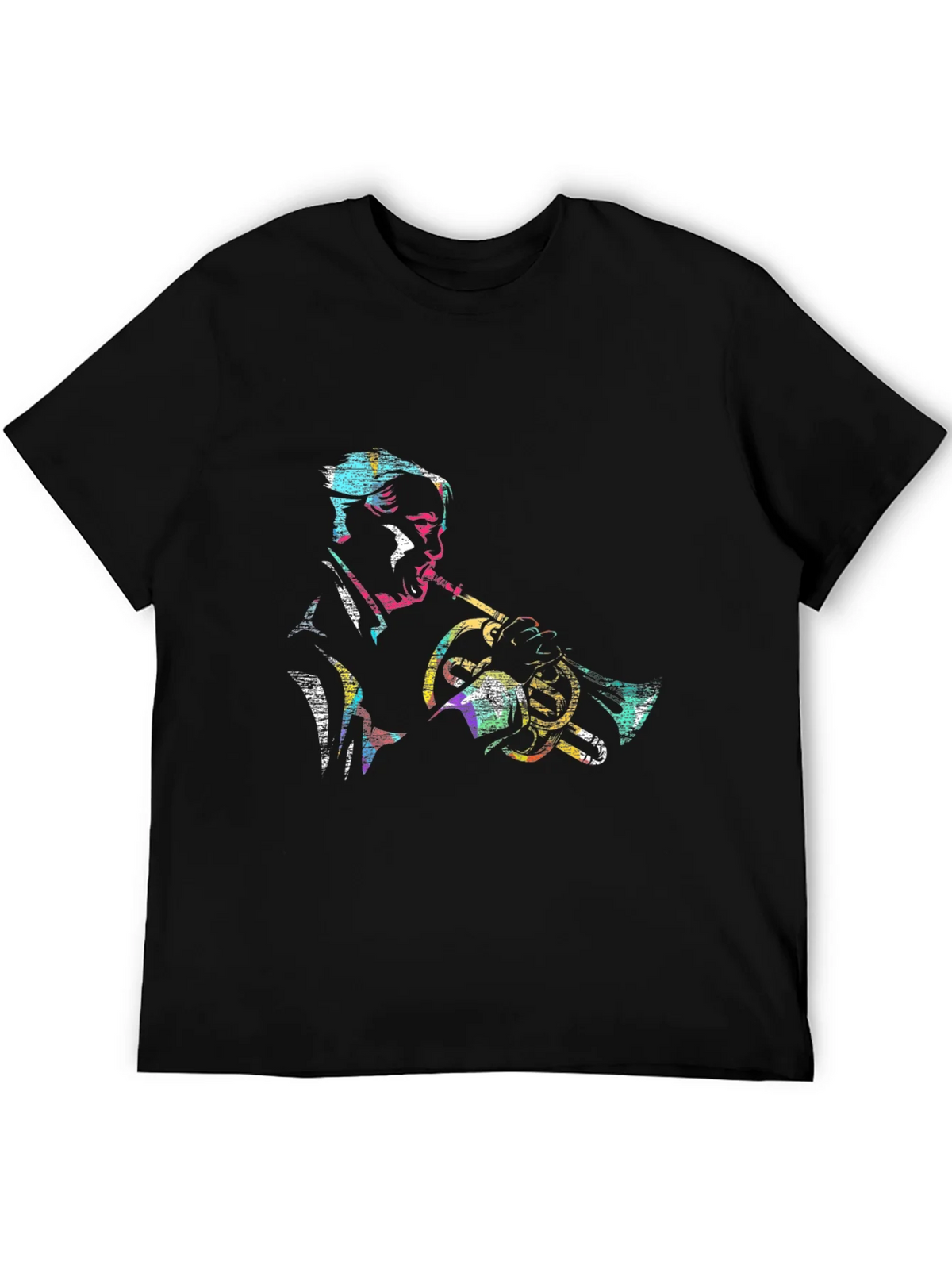 Jazz Trumpet Player Graphic Tee - Black Cotton Comfort product image 5