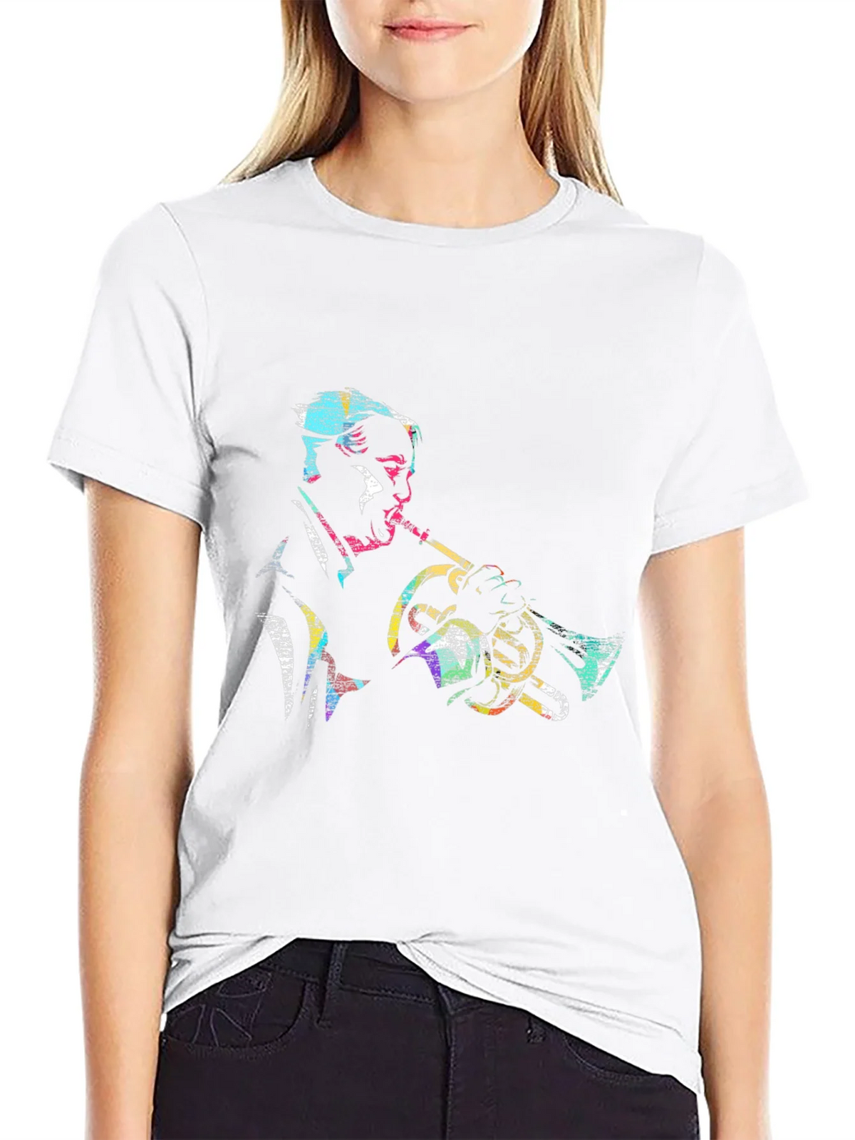 Jazz Trumpet Player Graphic Tee - Black Cotton Comfort product image 8