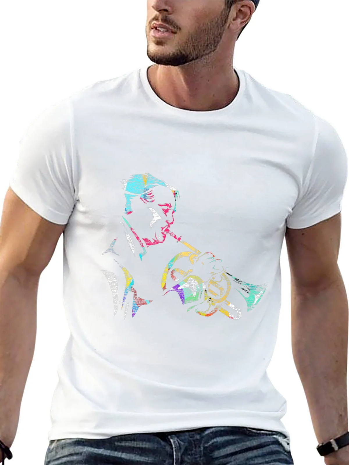 Jazz Trumpet Player Graphic Tee - Black Cotton Comfort product image 12