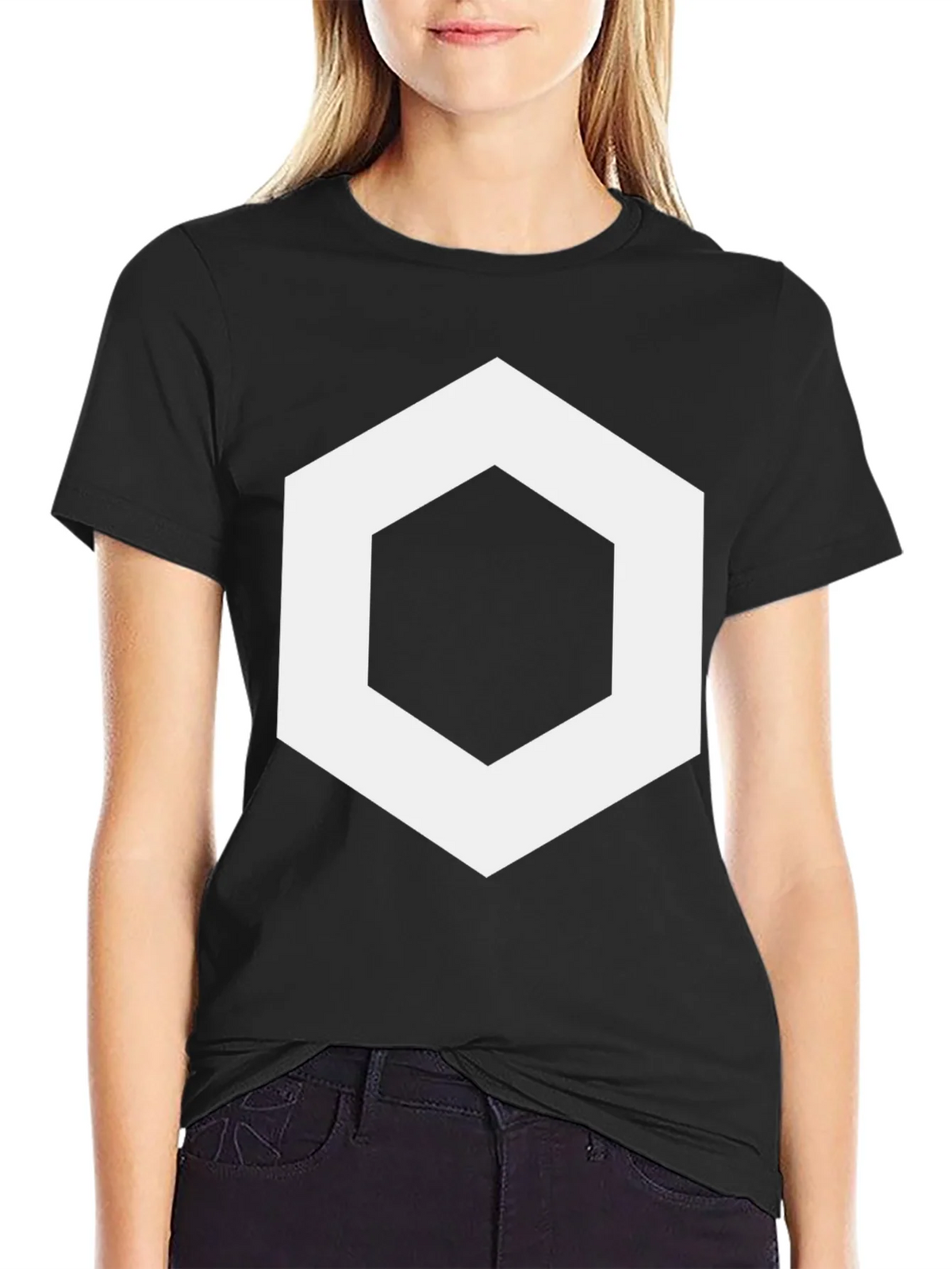 Geometric Hexagon Graphic Tee - Stylish Mens Black T-Shirt product image 2