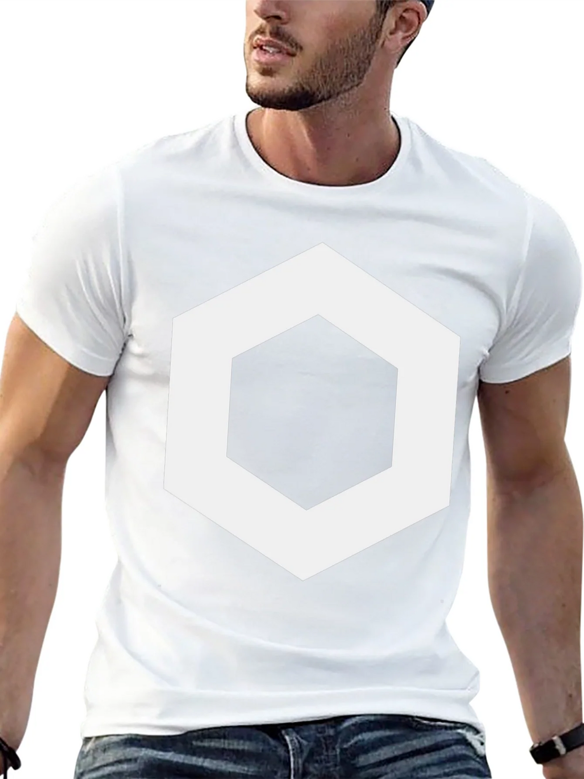 Geometric Hexagon Graphic Tee - Stylish Mens Black T-Shirt product image 12